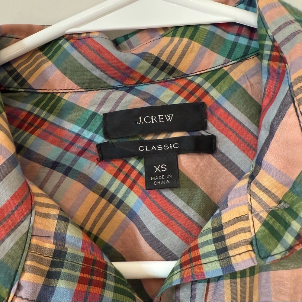 J. Crew Classic Pink Plaid Silk and Cotton Preppy Women’s Shirt - Picture 2 of 11